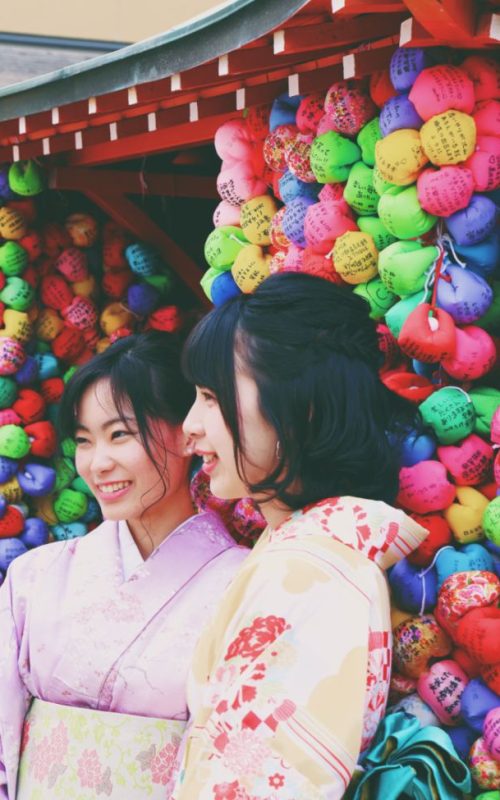 colorful temple and girls resized